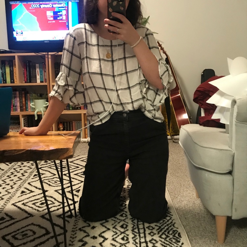 Black and white blouse